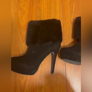 High heeled boots. High heeled booties.fur boots